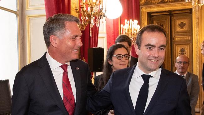 Defence Minister Richard Marles with his French counterpart Sebastien Lecornu in Paris. Picture: Twitter