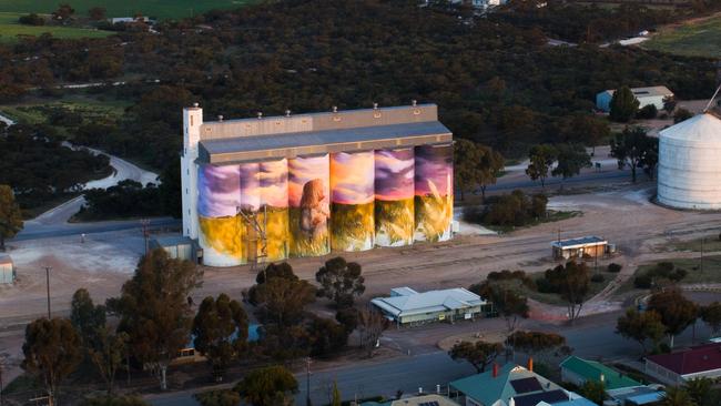 The Kimba mural seen from the air. Picture: Robert Lang