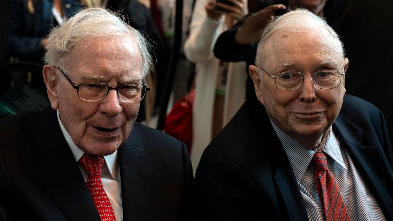 Warren Buffett, CEO of Berkshire Hathaway, and vice chairman Charlie Munger in 2019. Picture: Johannes Eisele/AFP