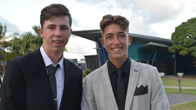 Damon Judd and Joey Holmes at the Sarina State High School formal at the MECC, Mackay, on Thursday November 19. Picture: Zizi Averill