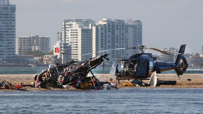 The devastating aftermath of a mid-air crash between two SeaWorld Helicopters that killed four people on January 2, 2023. Picture Glenn Hampson