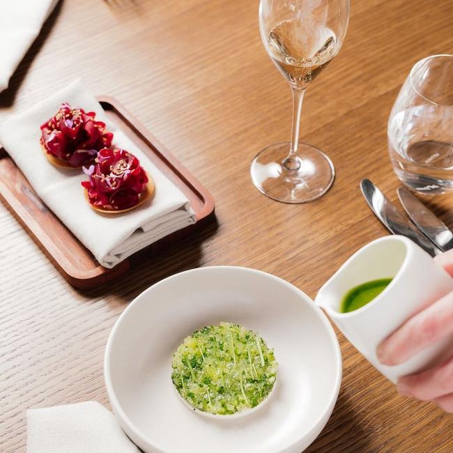 C'est Bon's Spring menu includes the beetroot tartlet and curds and whey