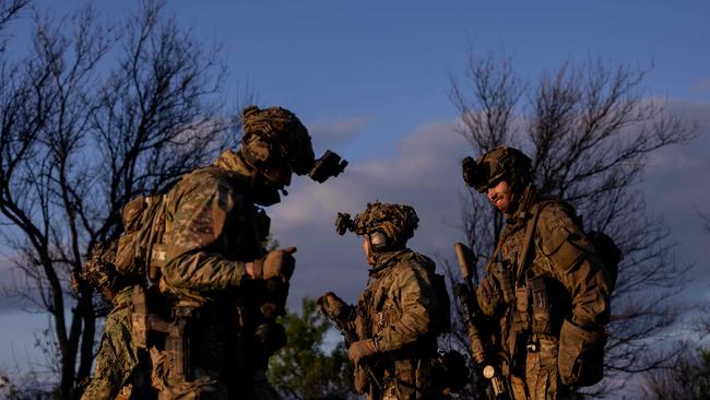 Ukrainian servicemen take part in a military training in Kharkiv region in May.