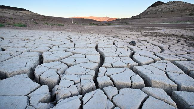 A dry cracked lake bed in drought-stricken Lake Mead, Nevada. Picture: Frederic J. Brown/AFP