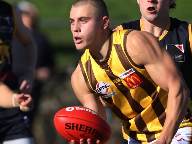 EFL Premier Division 2022: Doncaster East v Rowville at Zerbes Reserve.Mitchell Sruk with the ball for Rowville.Picture: Stuart Milligan