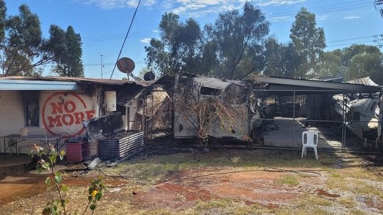 The CatholicCare NT office in Santa Teresa was burnt down on Friday, September 7. Picture: LtyentyeVision