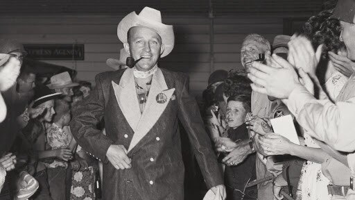 Levi’s made American singer and actor Bing Crosby a tuxedo out of denim after he was allegedly refused entry to a Vancouver hotel on account of his ensemble, hence the moniker Canadian tuxedo. Picture: Twitter/@Flother2