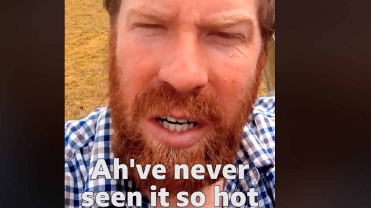 British farmer freaks out about 15C weather. Picture: BBC