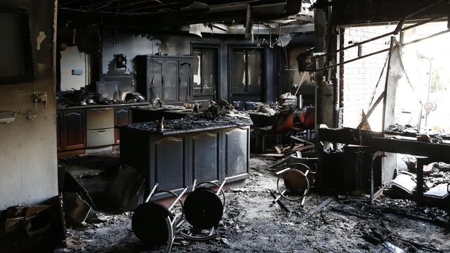 The inside of the burn out house. Picture: David Swift