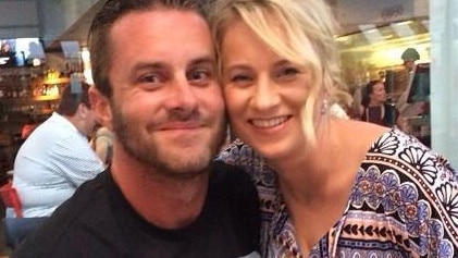 Brisbane father Josh Jones, who was left hospitalised after being assaulted at a junior rugby league game in Wynnum, with wife Laurice.