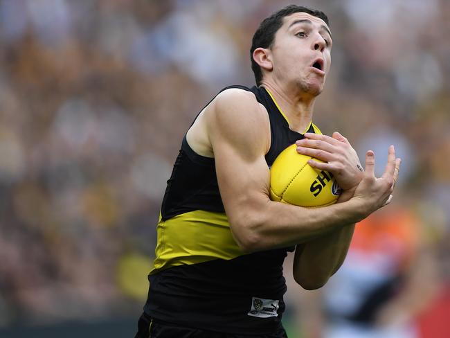 Jason Castagna of the Tigers in action. Picture: AAP Image/Julian Smith