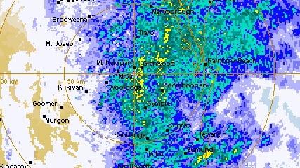 The Gympie region was covered by significant rainfall at midday Friday.