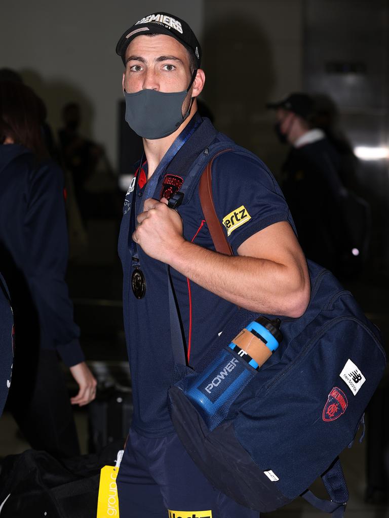 Jack Viney prepares to head home. Picture: Getty Images