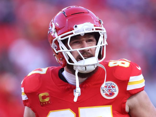 Travis Kelce ahead of kick-off at Arrowhead Stadium. Picture: Getty Images via AFP