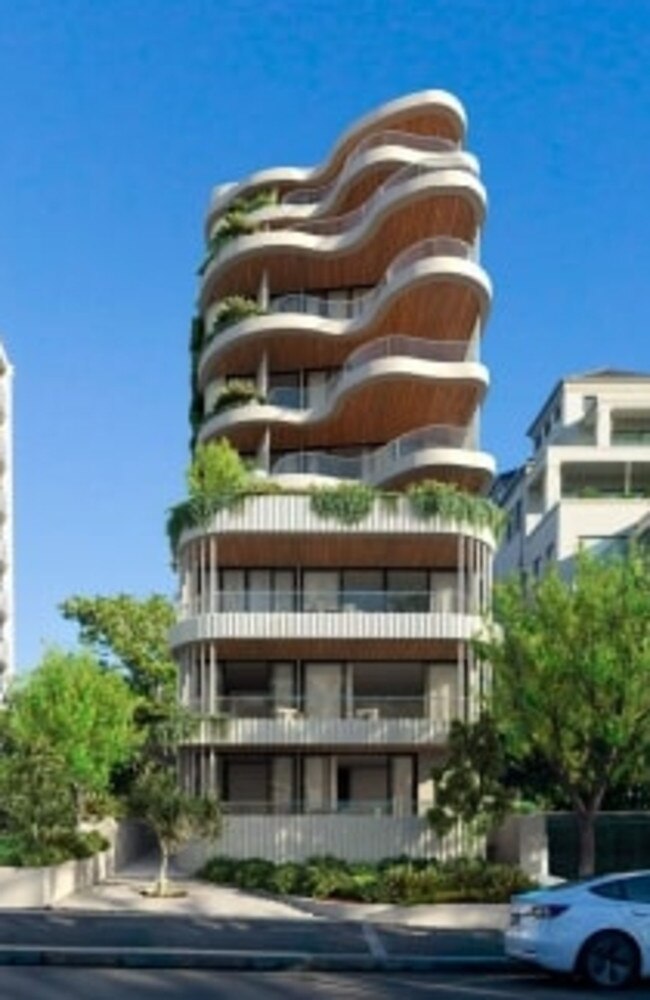 Plans revealed for a nine-storey residential flat building of 18 units above two levels of basement carparking at a cost of $22m in Gerrale Street. Picture: DMPS