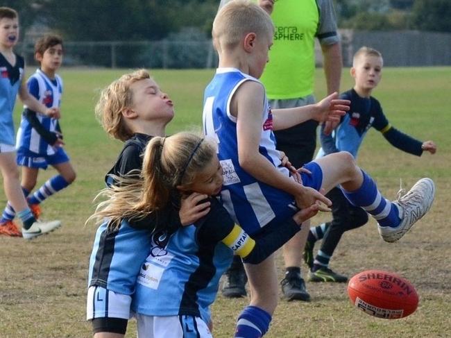 Mackenzie is fearless in tackling boys almost twice her size. Picture: Instagram