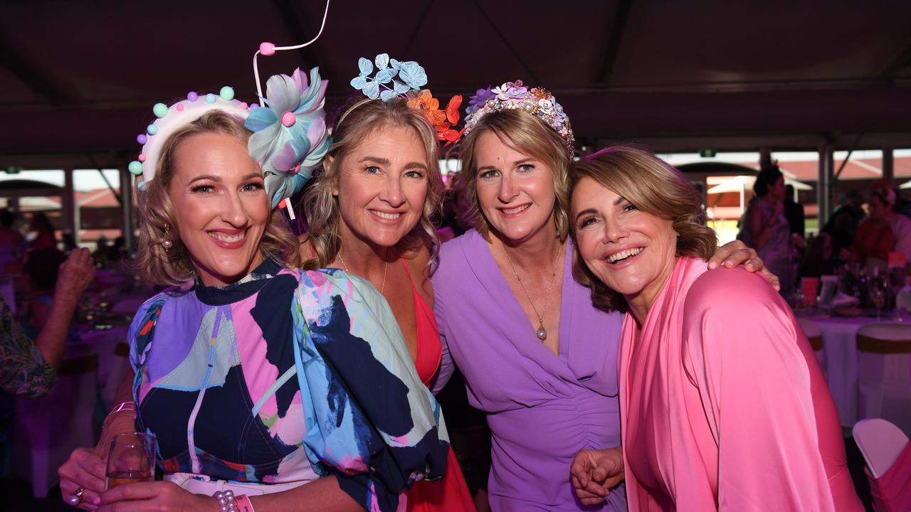 Belinda Shannon, Donna Mullen, Amanda Roebig and Maxine Horne at Darwin Ladies Day. Picture: (A)manda Parkinson