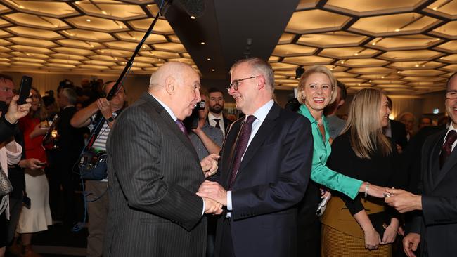 Anthony Albanese at the Marconi Club, in Bossley Parkm with Kristina Keneally. Picture: Sam Ruttyn