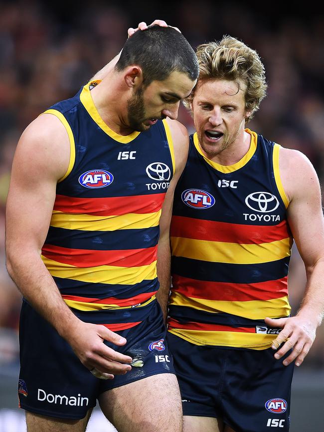 Victorious captain Taylor Walker with vice-captain Rory Sloane. Picture: Mark Brake/Getty Images