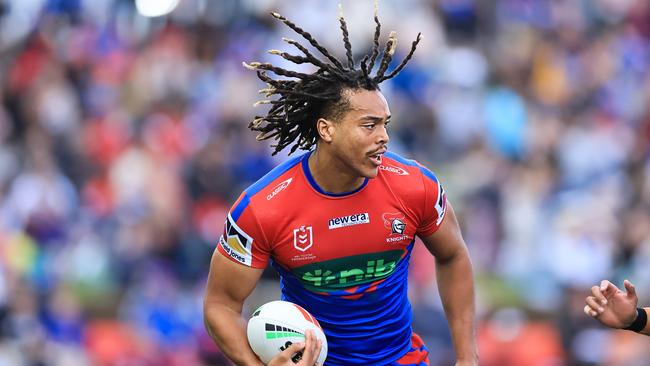 Dominic Young starred for the Knights in 2023 and could be an unstoppable force in the Roosters backline. Picture: Getty Images