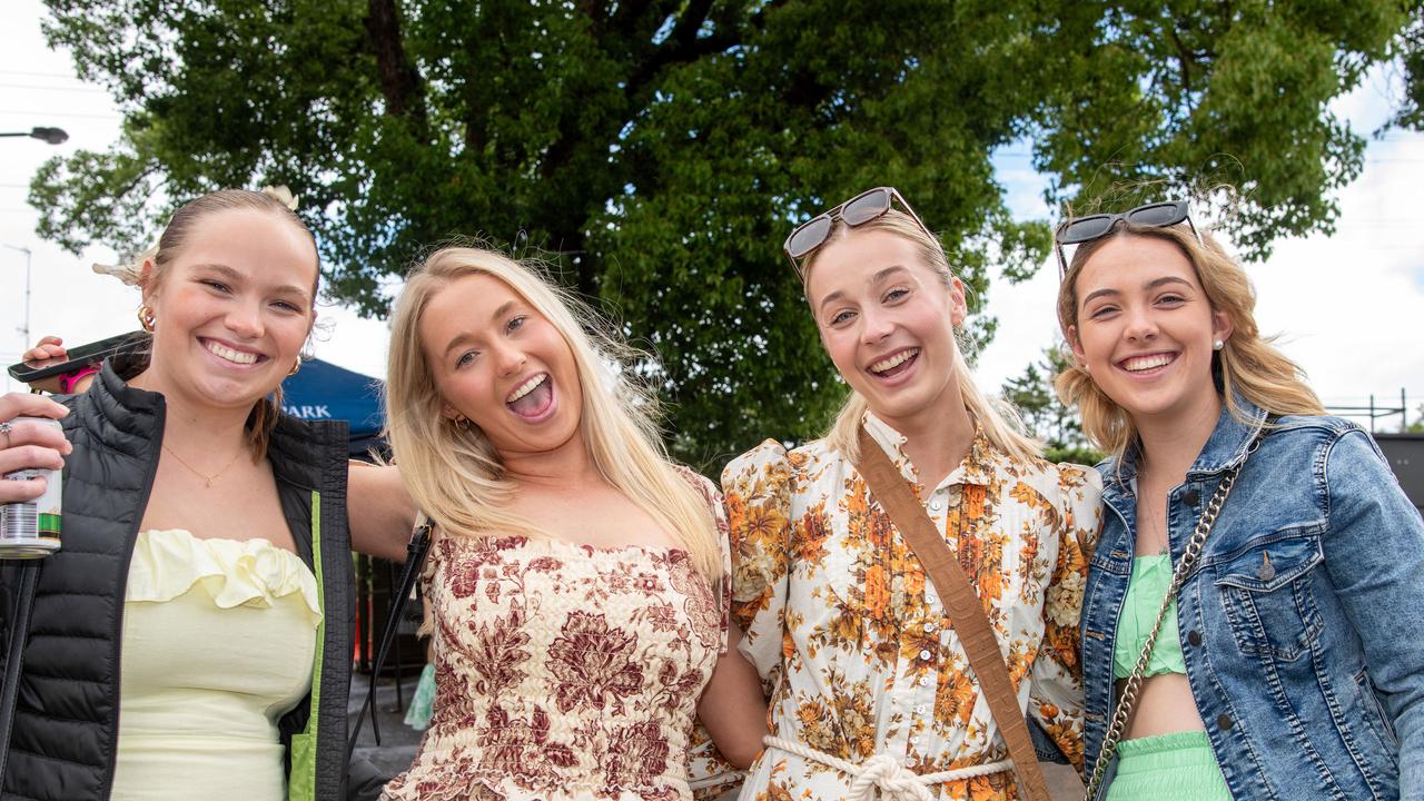 Madi Zerbst (left) with Abbey Granzien, Libby Sharp, Courtney Gill. IEquine Toowoomba Weetwood Raceday - Clifford Park Saturday September 28, 2024 Picture: Bev Lacey