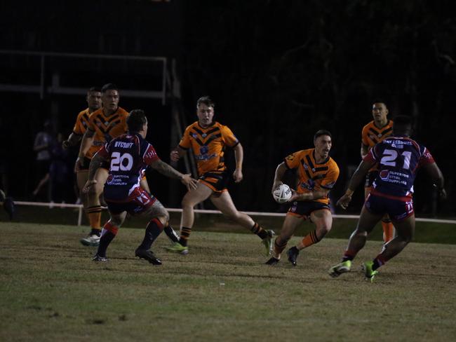 Israel Folau makes his Rugby League Gold Coast debut for Southport Tigers against defending champions Runaway Bay at Owen Park, Southport. Pic Mike Batterham