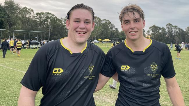 Byron Murphy (left) and Finn Mackay (right) were instrumental in St Laurence’s 20-16 win over Ashgrove today.