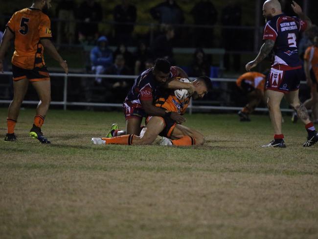 Israel Folau makes his Rugby League Gold Coast debut for Southport Tigers against defending champions Runaway Bay at Owen Park, Southport. Pic Mike Batterham