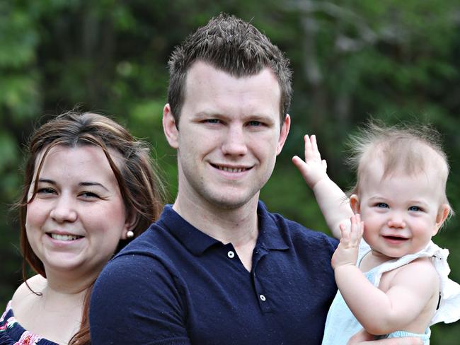 Jeff and Jo with Isabelle 1yrs  Horn. Pic Annette Dew