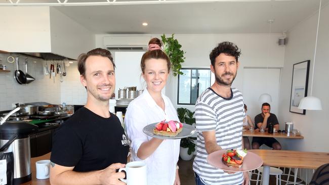 Highline Palm Beach’s brains’ trust, from left to right, Tim Casagrande, Candice Casagrande and chef Joshua Garrard. Photo by Richard Gosling