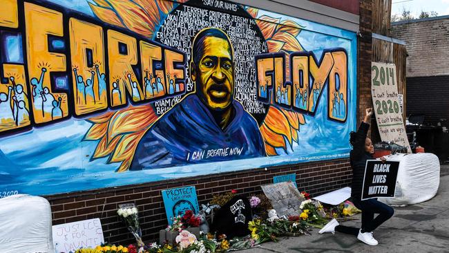 People gather as they celebrate at George Floyd Square after the verdict was announced in the trial of former police officer Derek Chauvin in Minneapolis. Picture: AFP