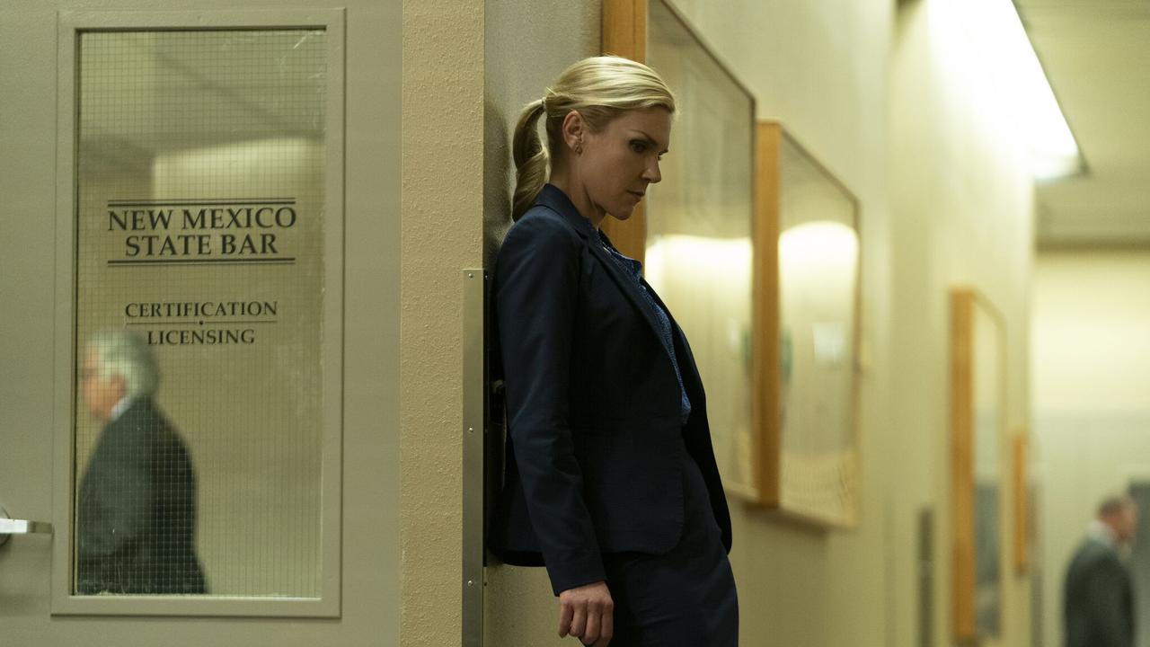 Saul is about to do something to Kim Wexler (played by Rhea Seehorn) this series to leave her feeling like this in corridors. Picture: Stan