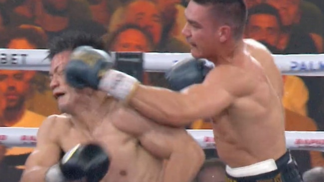 Tim Tszyu wouldn't let Inoue escape. Photo: Fox Sports