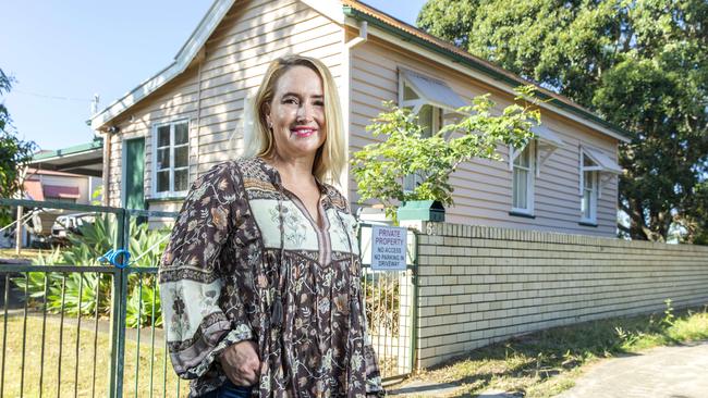 Rebecca Kenny outside the heritage-listed music room where Bernard Fanning from Powderfinger was taught. Pikos Group had planned to move the building. Picture: Richard Walker