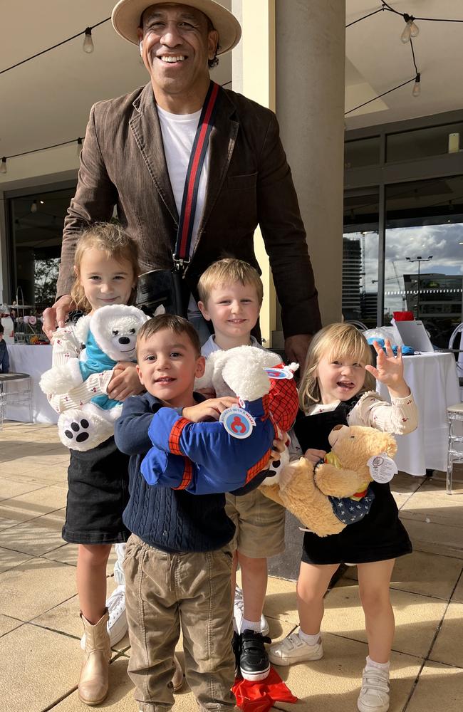 John Hopoate pictured at high tea with (left to right) Emilia, six, Matthew, four and Gabriella Cantali, two, and George Carlini, two. Picture: Supplied