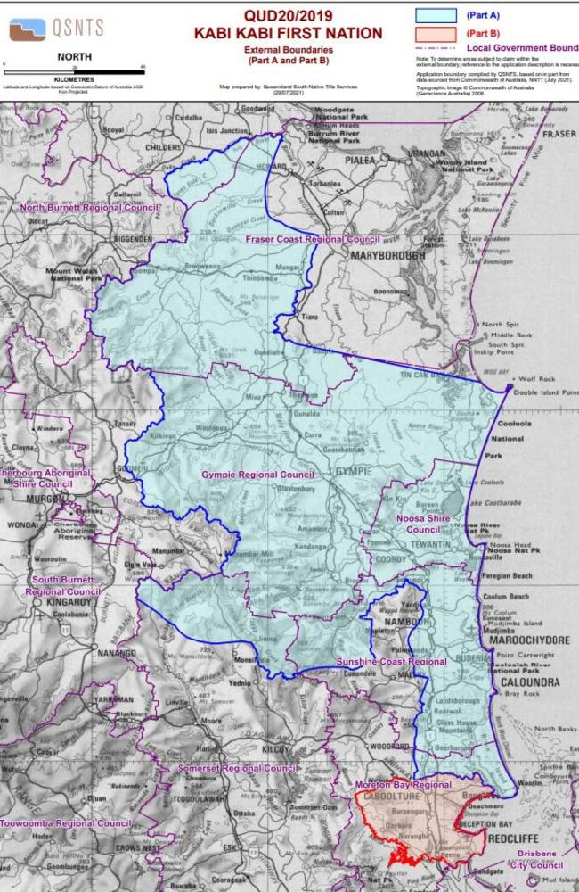 A map of the areas covered by the Kabi Kabi Native Title claim.