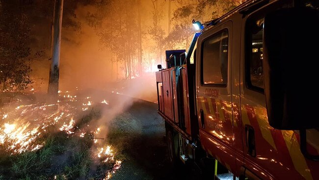 The fire at Terragon in the Tweed, near Uki and Byrrill Creek, last night. Picture: Cudgen Rural Fire Brigade