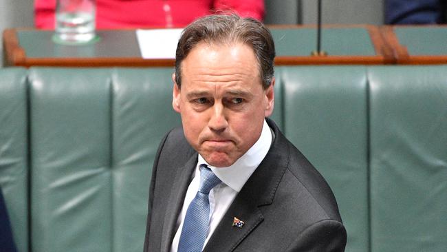 Minister for Health Greg Hunt during Question Time in the House of Representatives at Parliament House in Canberra, Tuesday, October 16, 2018. (AAP Image/Mick Tsikas)