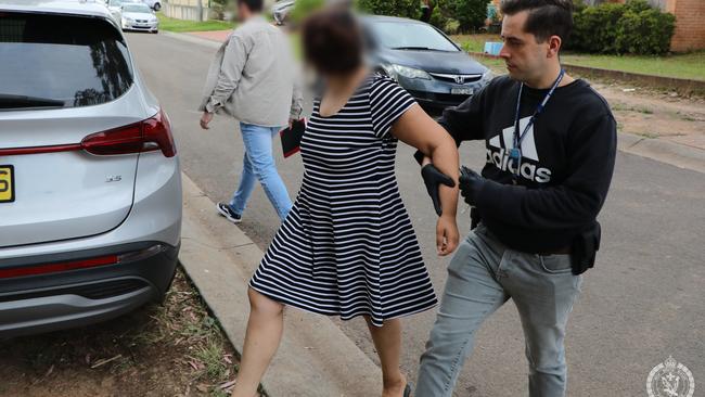 Police arrest Christina Vale on Tuesday. Picture: Supplied