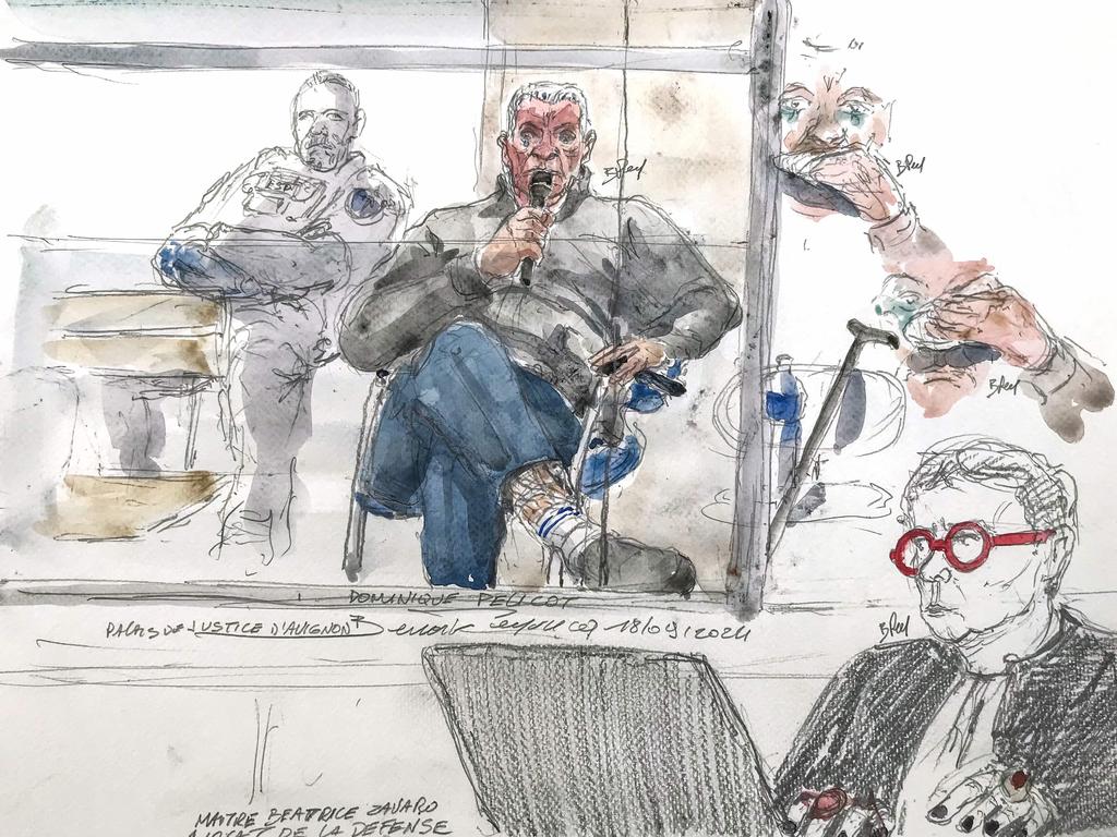 This courtsketch created on September 17, 2024, shows defendant Dominique Pelicot during his trial.