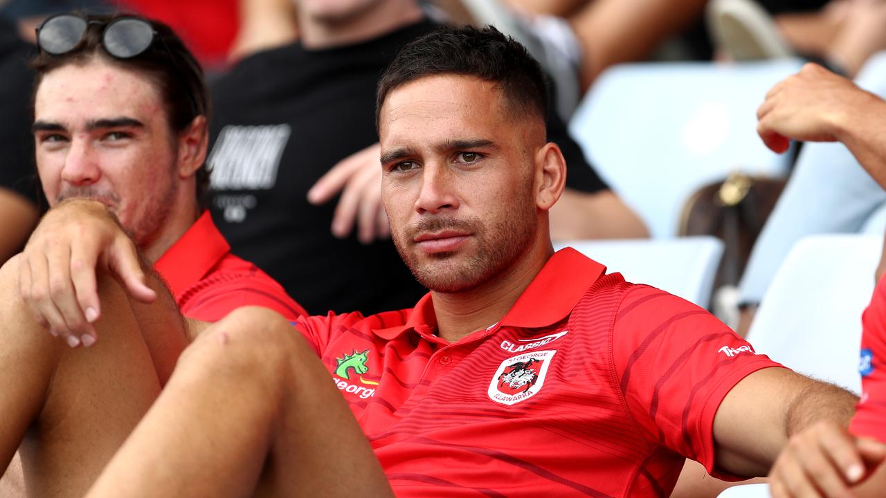 Corey Norman watches a Dragons trial from the stands. Picture: Brendon Thorne/Getty Images