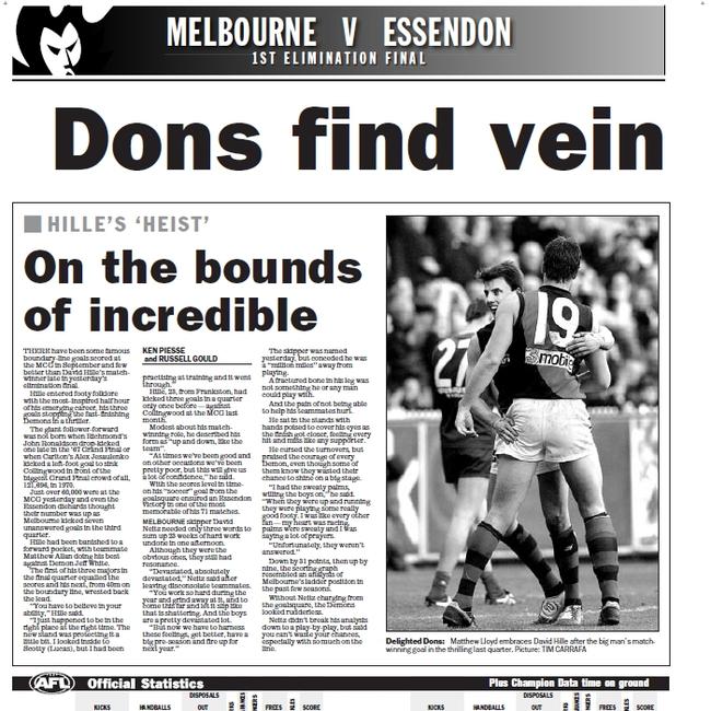 Melbourne v Essendon 2004 elimination final papers.