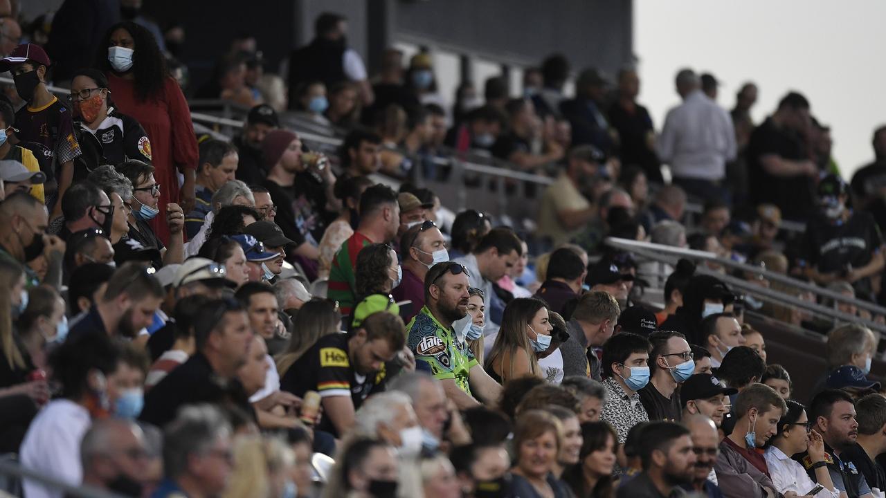 MACKAY, AUSTRALIA - AUGUST 27: A general view of the crowd is seen during the round 24 NRL match between the New Zealand Warriors and the Canberra Raiders at BB Print Stadium, on August 27, 2021, in Mackay, Australia. (Photo by Ian Hitchcock/Getty Images)