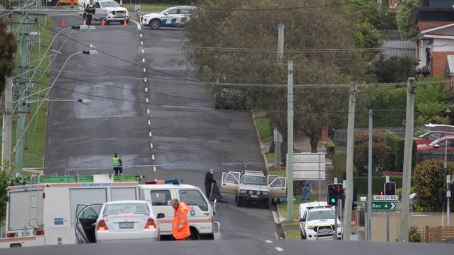 Police on the scene of a shooting on Williams St, Devonport. Picture: Grant Wells