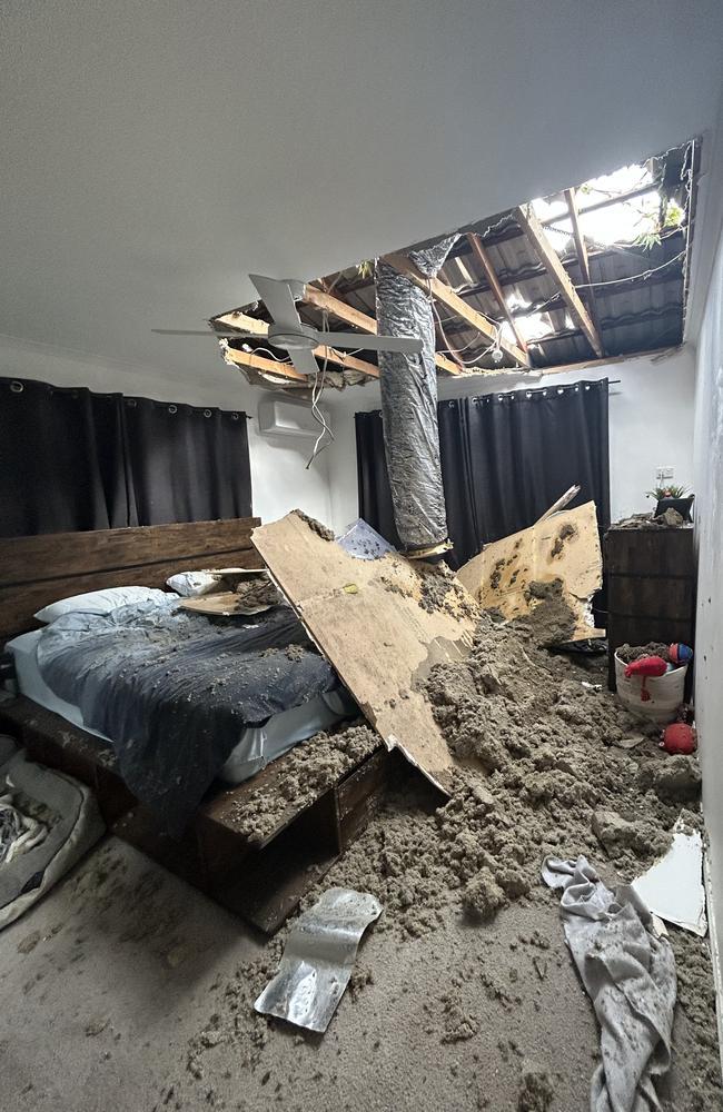 Jessica Elder's bedroom after the Christmas Day storm. Picture: Jessica Elder