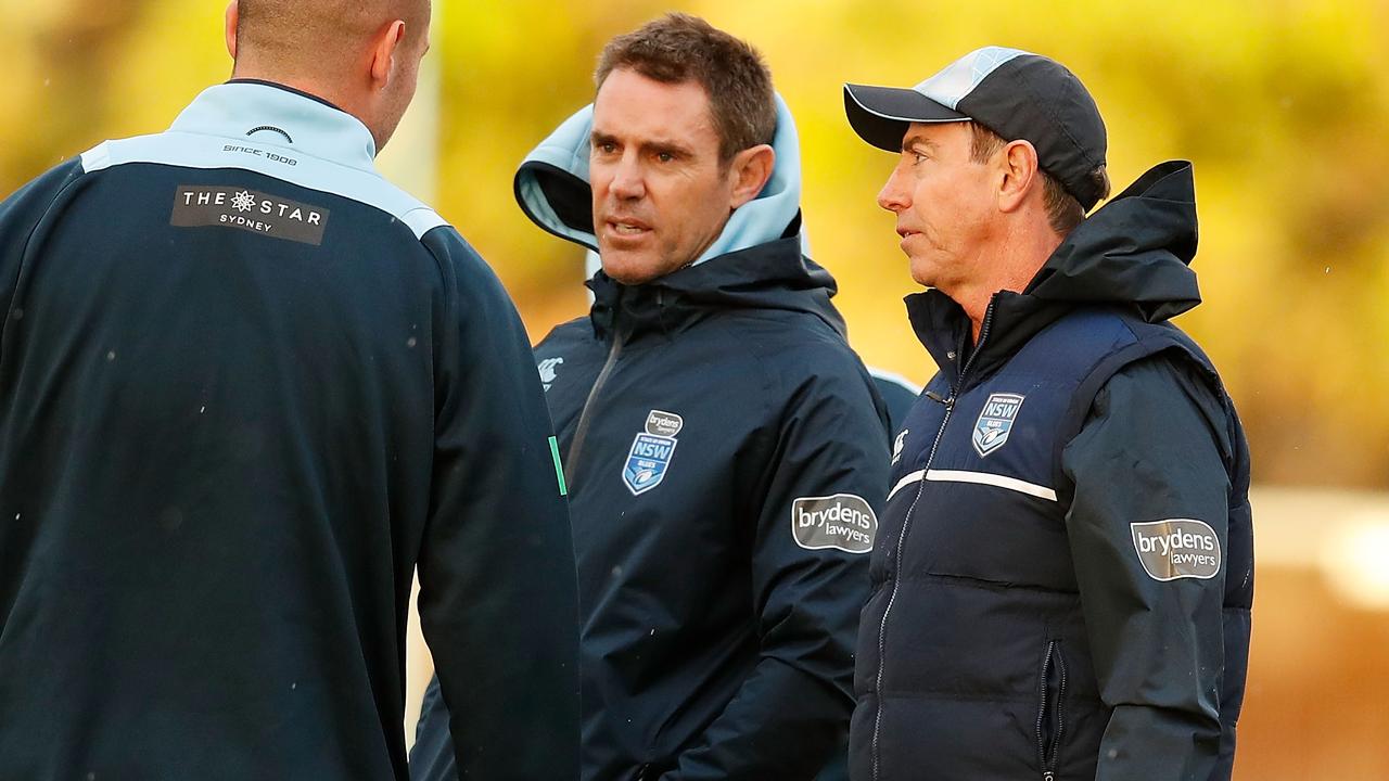 NSW coach Brad Fittler and his adviser Greg Alexander during an Origin camp last year.