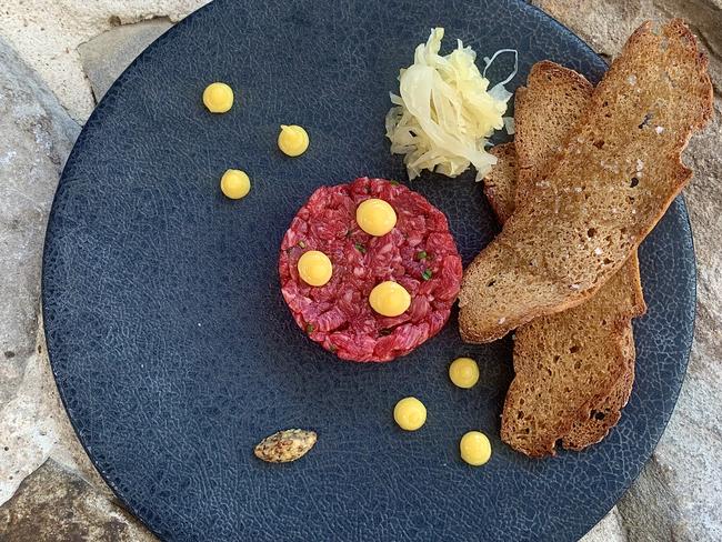 Beef tartare at Leonard's Mill in Second Valley.