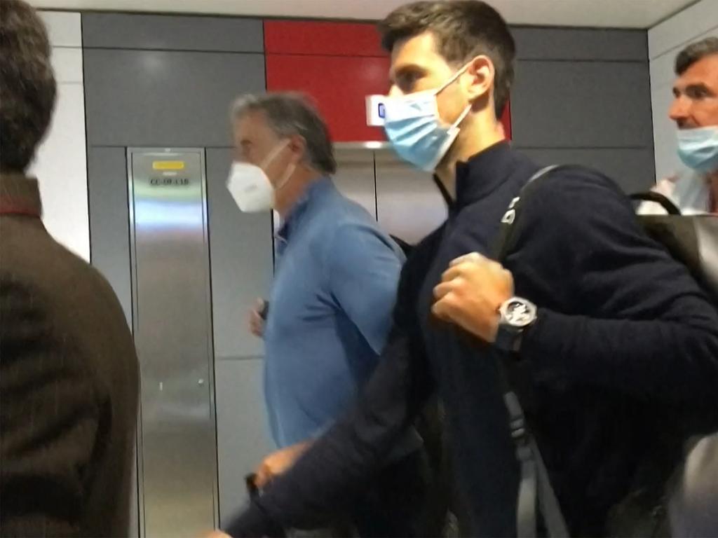 Novak Djokovic was pictured disembarking from his plane at the airport in Dubai on January 17, 2022, after losing a legal battle to remain in Australia. Picture: AFP