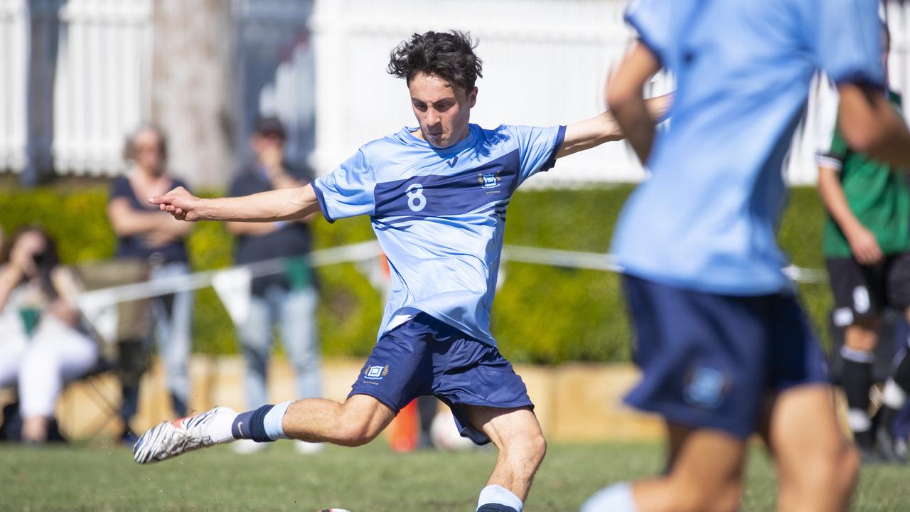 First XI football Brisbane Grammar School vs Brisbane Boys College. BGS #8. August 8, 2020. Picture: Renae Droop