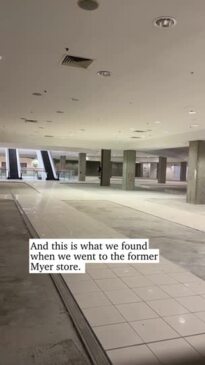 Inside the vacant former Myer in Brisbane's CBD